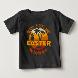 T-shirt Pour Bébé Baisers de Bunny et voeux de Pâques, Joyeux Jour d