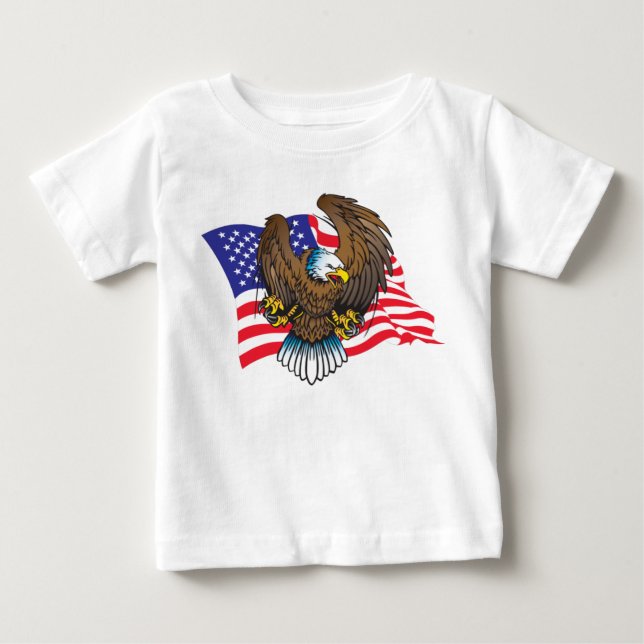 T-shirt Pour Bébé Bald Aeagle et American Flag (Devant)