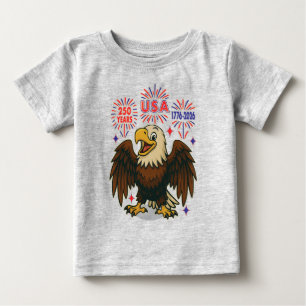 T-shirt Pour Bébé Bald Eagle avec Fireworks - USA 250 ans 1776-2026
