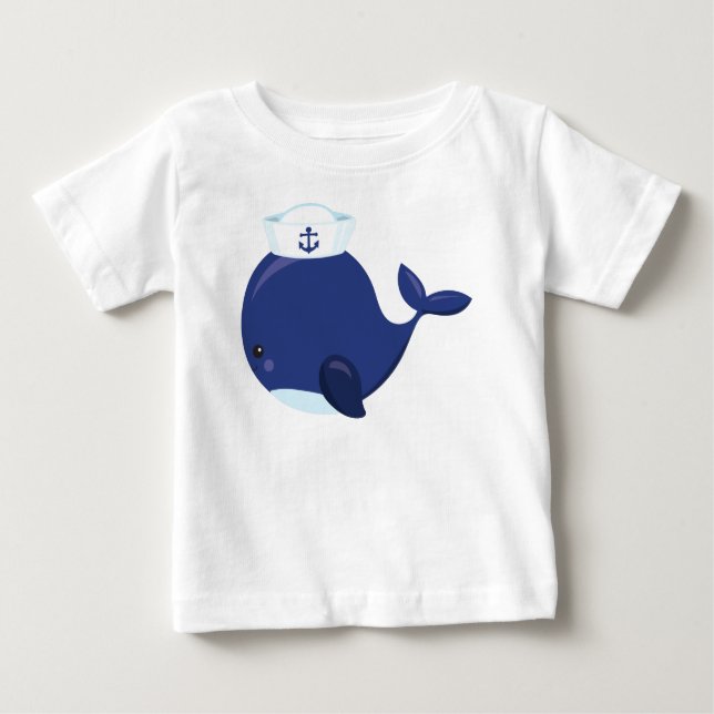T-shirt Pour Bébé Baleine à voile, Petite baleine, Belle baleine, Ba (Devant)