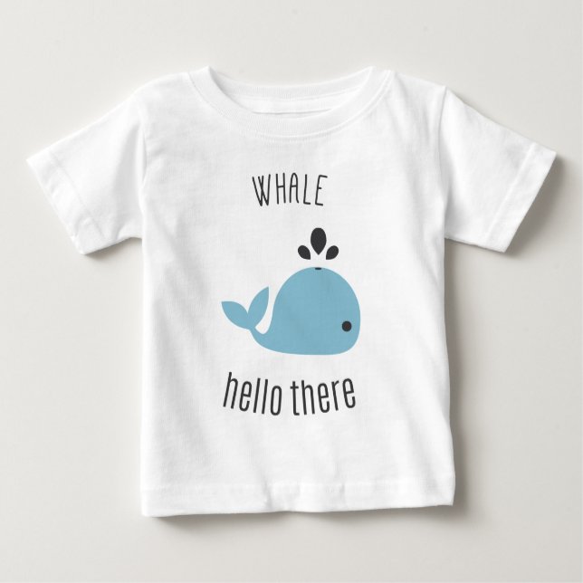 T-shirt Pour Bébé Baleine adorable (bonne) bonjour là ! (Devant)