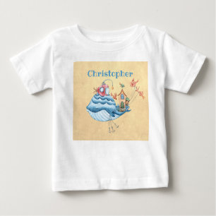 T-shirt Pour Bébé Baleine Bleue De Whims, Sous-Marin, Maison Et Pois