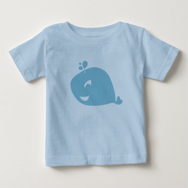 T-shirt Pour Bébé Baleine bleue mignonne et heureuse (Devant)