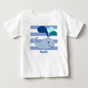 T-shirt Pour Bébé Baleine Bleue sur Chemise Arrière - plan Bleue