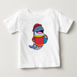 T-shirt Pour Bébé Baleine comme pompier avec tuyau
