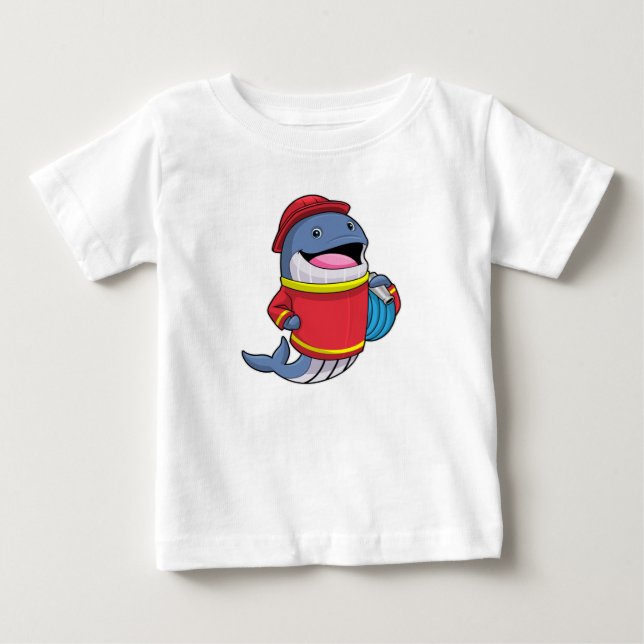 T-shirt Pour Bébé Baleine comme pompier avec tuyau (Devant)
