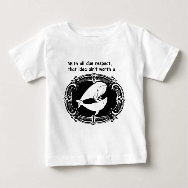 T-shirt Pour Bébé Baleine drôle de TDN et un dauphin la réussissant (Devant)