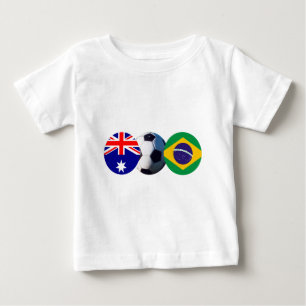 T-shirt Pour Bébé Balle de football Australie & Brésil Drapeau Le MU