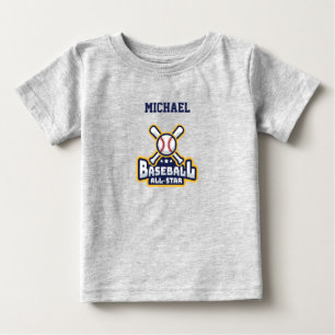 T-shirt Pour Bébé Balle et Batte de Baseball Personalisées pour une 