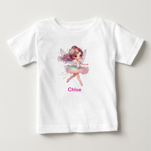 T-shirt Pour Bébé Ballerine personnalisée au nom de fille (Devant)