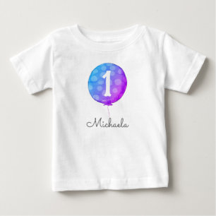 T-shirt Pour Bébé Ballon Bébé Fille Mignon Violet 1er Anniversaire T
