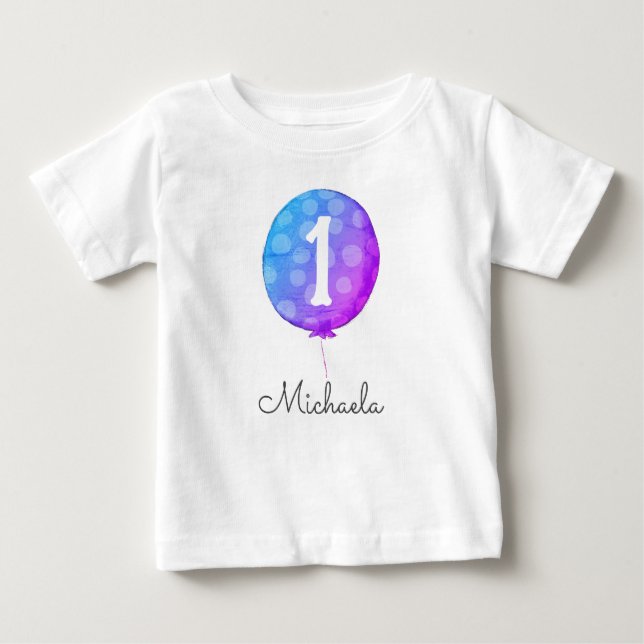 T-shirt Pour Bébé Ballon de premier anniversaire pour petite fille v (Devant)