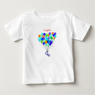 T-shirt Pour Bébé BALLON Garçon Vert Bleu Personnalisé UN Anniversai