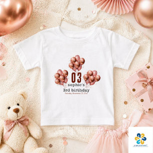 T-shirt Pour Bébé Ballon rose gold aquarelle pailleté pour 3ème anni
