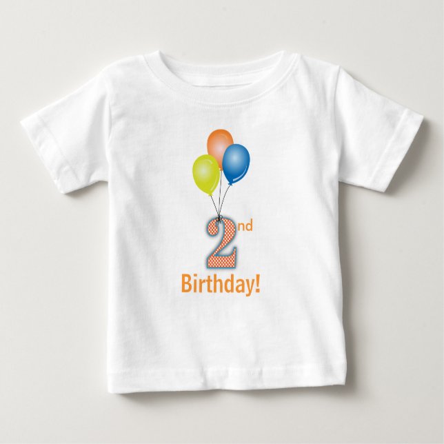 T-shirt Pour Bébé Ballons colorés 2e anniversaire (Devant)