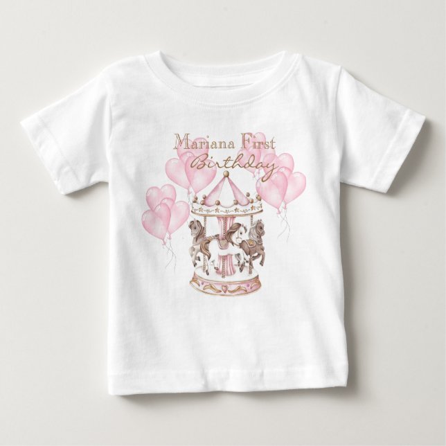 T-shirt Pour Bébé Ballons de carrousel Licorne 1a Fête d'anniversair (Devant)