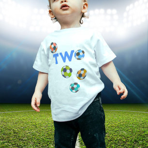 T-shirt Pour Bébé Ballons de soccer deux deuxième anniversaire