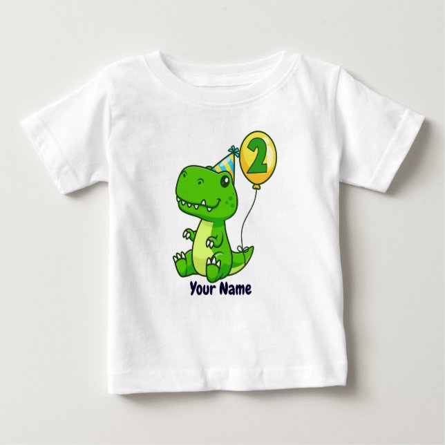 T-shirt Pour Bébé Ballons T-Rex 2e anniversaire (Devant)