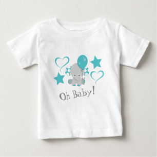 T-shirt Pour Bébé Balloon éléphant turquoise Oh bébé