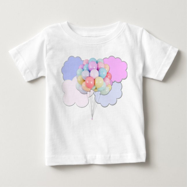 T-shirt Pour Bébé Balloons Pastel dans les nuages T-shirt bébé (Devant)
