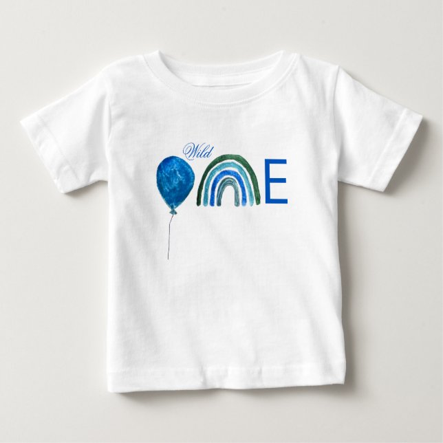 T-shirt Pour Bébé Ballot 1er anniversaire Aquarelle bleue Garçon Arc (Devant)