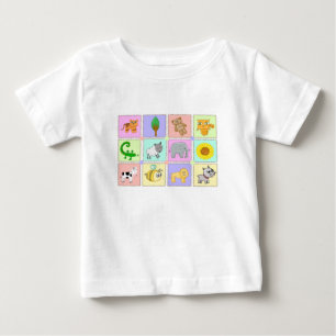 T-shirt Pour Bébé Bambins mignons dessinant abeille chien vache élép