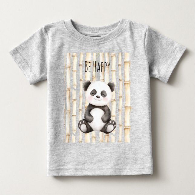 T-shirt Pour Bébé Bambou de panda heureux (Devant)