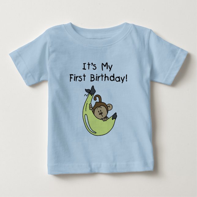 T-shirt Pour Bébé Banane - Petit Singe 1er Anniversaire (Devant)
