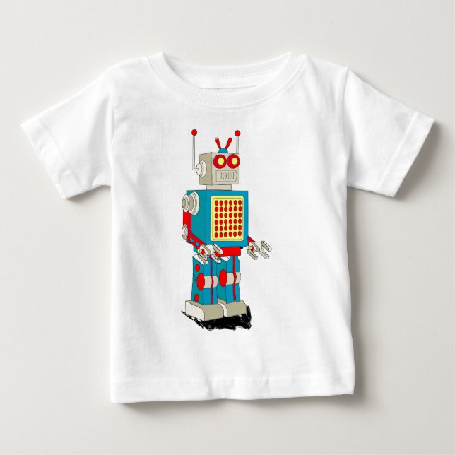 T-shirt Pour Bébé Bande dessinée de caractère de robot (Devant)