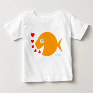 T-shirt Pour Bébé Bande dessinée et baisers mignons de poisson roug