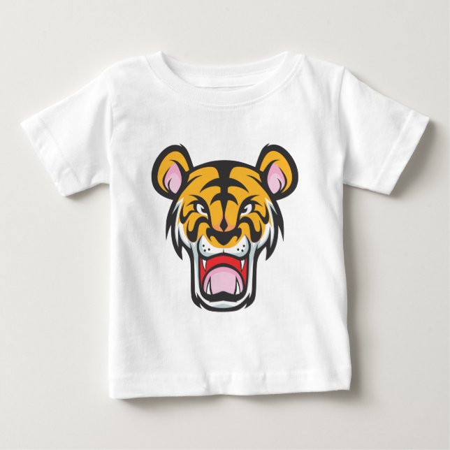 T-shirt Pour Bébé Bande dessinée fâchée faite sur commande de tigre (Devant)