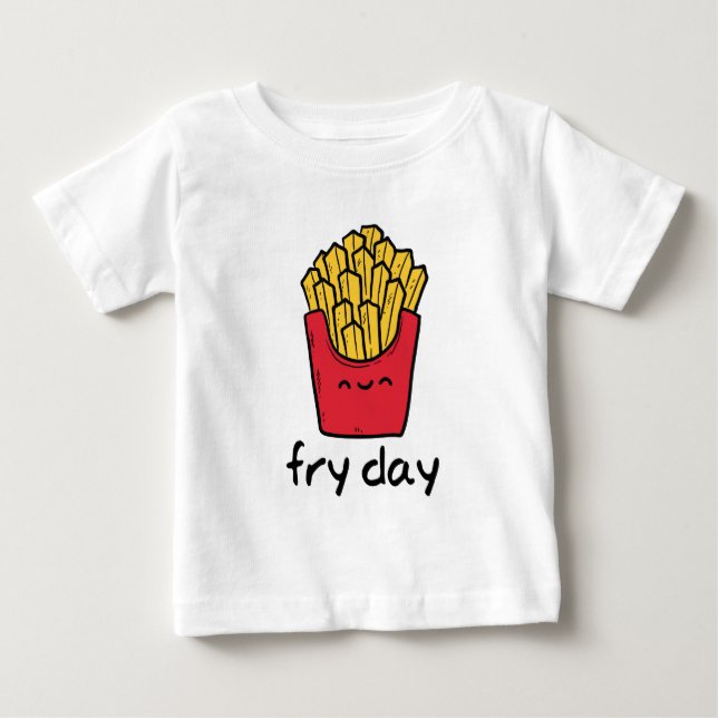 T-shirt Pour Bébé Bande dessinée heureuse de pommes frites de (Devant)
