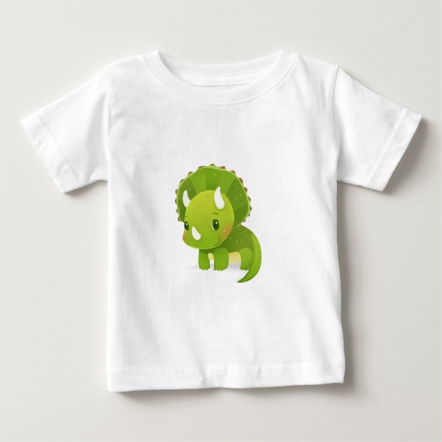 T-shirt Pour Bébé bande dessinée mignonne de dinosaure de bébé vert (Devant)