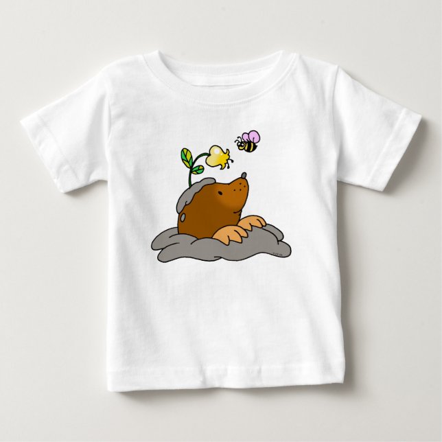 T-shirt Pour Bébé bande dessinée mignonne de taupe avec une abeille (Devant)