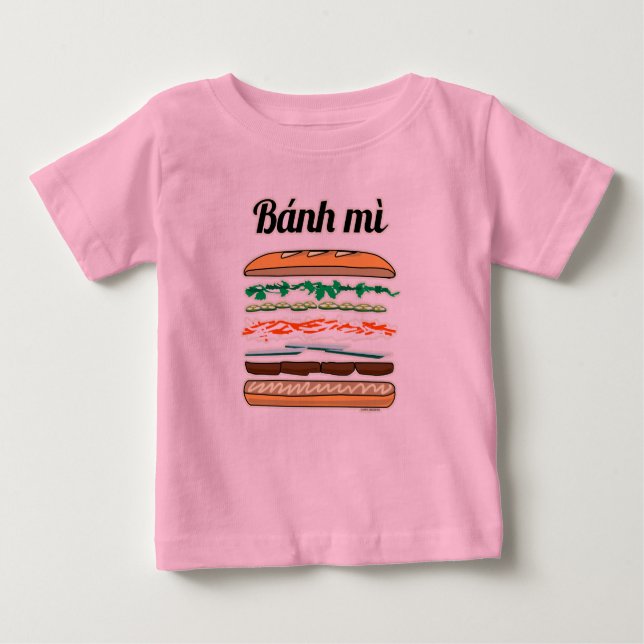 T-shirt Pour Bébé Banh Mi sandwich vietnamien pain baguette français (Devant)