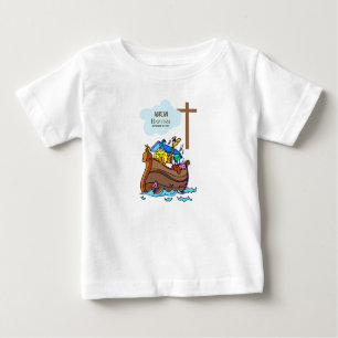 T-shirt Pour Bébé Baptême Arche du garçon Noah, mignons animaux Pers