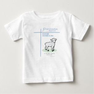 T-shirt Pour Bébé Baptême de l'arrière-petit-fils Cadeau Agneau Bleu