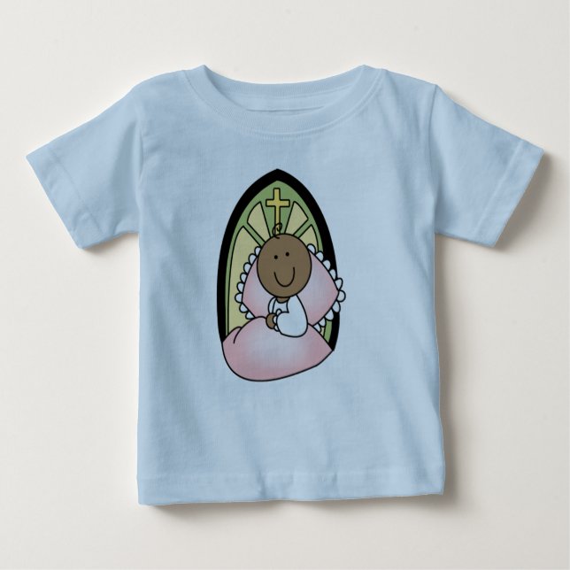 T-shirt Pour Bébé Baptême Fille Bébée Africaine Américaine (Devant)