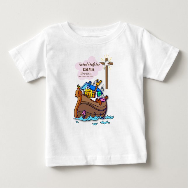 T-shirt Pour Bébé Baptême Noah's Ark Grandgirl personnalisée (Devant)