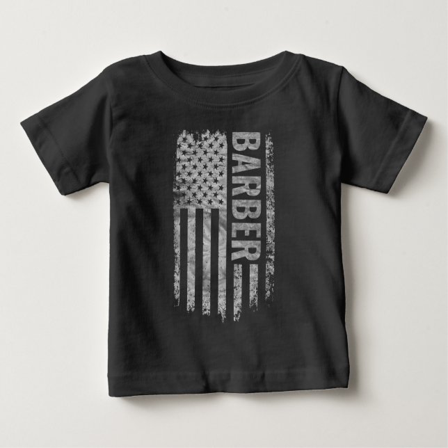 T-shirt Pour Bébé Barber USA Flag Distressed design (Devant)