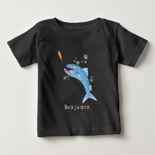 T-shirt Pour Bébé Barracuda poisson affamé de la pêche dessin animé