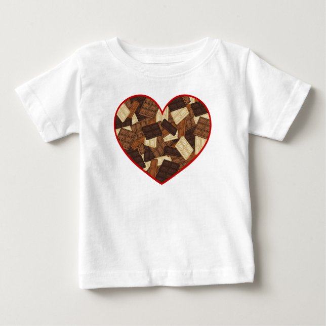 T-shirt Pour Bébé Barres de chocolat Design en forme de cœur (Devant)