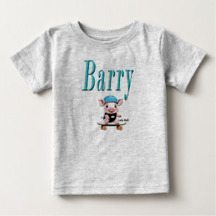 T-shirt Pour Bébé Barry Blue Nom Et Porc À Skateboard