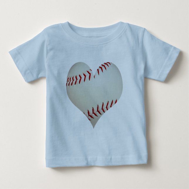 T-shirt Pour Bébé Baseball Américain En Forme De Coeur (Devant)
