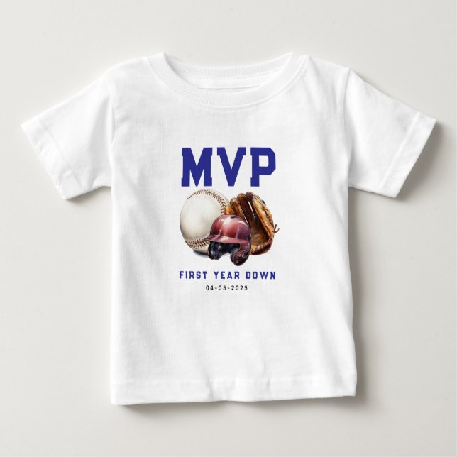 T-shirt Pour Bébé Baseball First Year Down 1st Birthday (Devant)