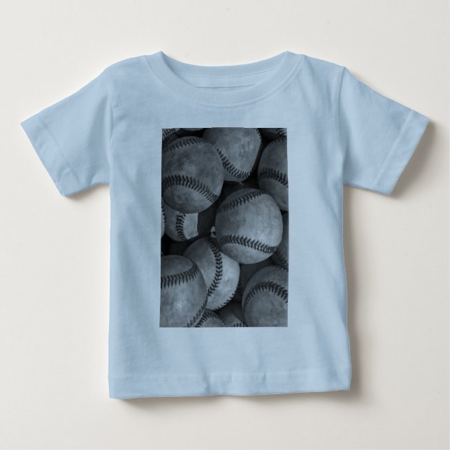 T-shirt Pour Bébé Baseball noir et blanc (Devant)