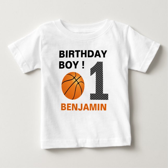 T-shirt Pour Bébé Basket-ball 1er anniversaire fête (Devant)