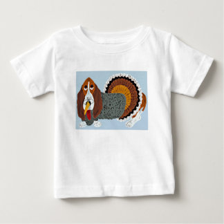 T-shirt Pour Bébé Basset Hound de Thanksgiving en costume de dinde