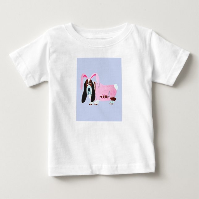 T-shirt Pour Bébé Basset Hound en tenue de lapin (Devant)