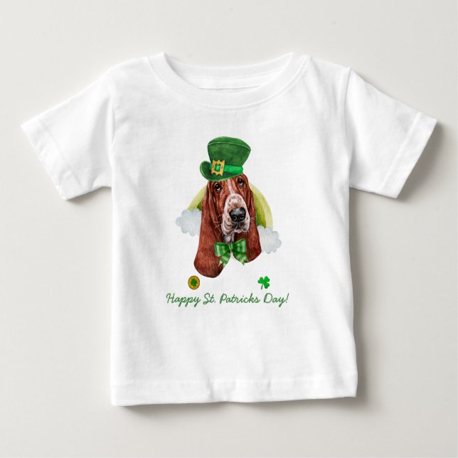 T-shirt Pour Bébé Basset Hound Gold St. Patricks Day (Devant)